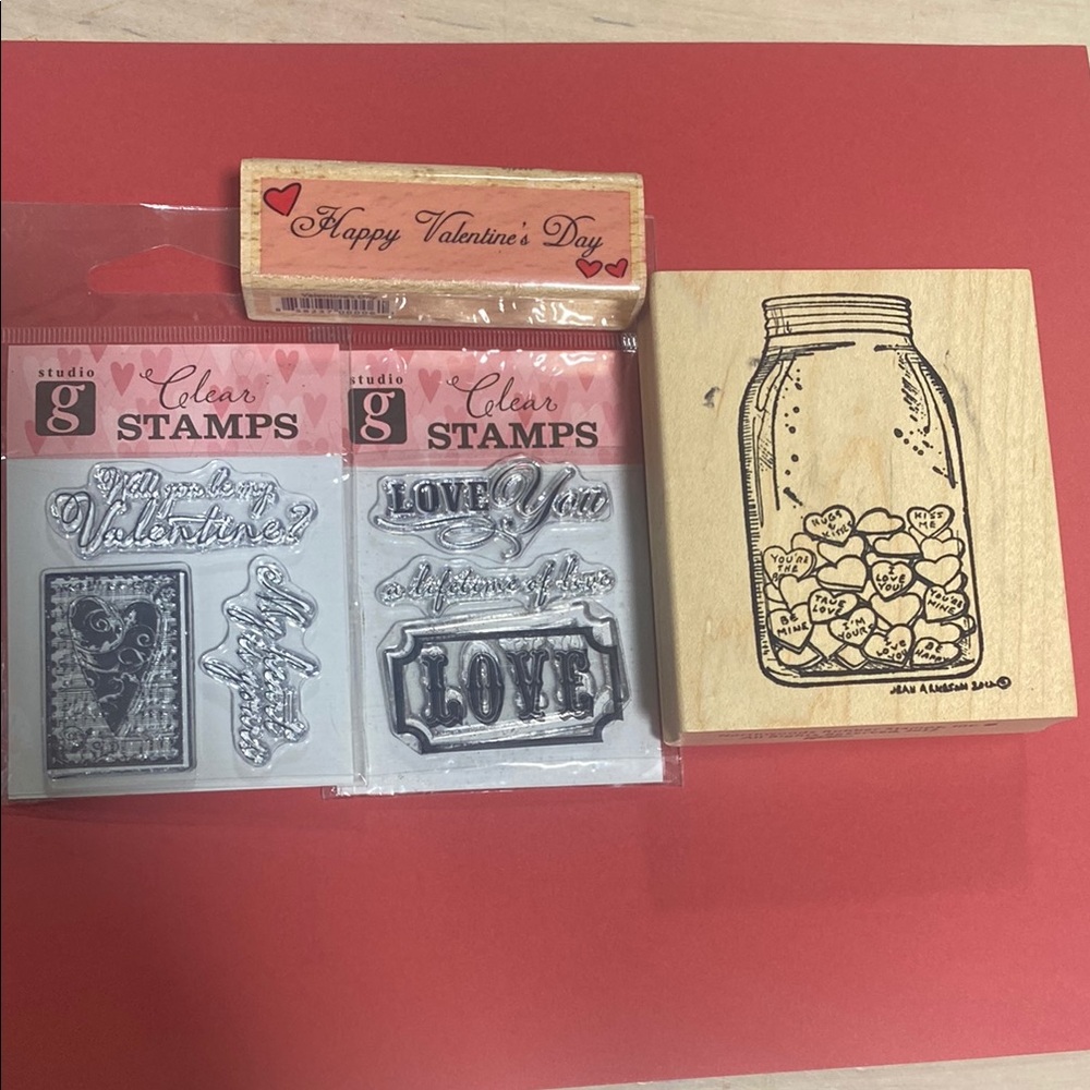 Studio G Red and Brown Decorative Stamp Set for Crafting Valentine’s Bundle